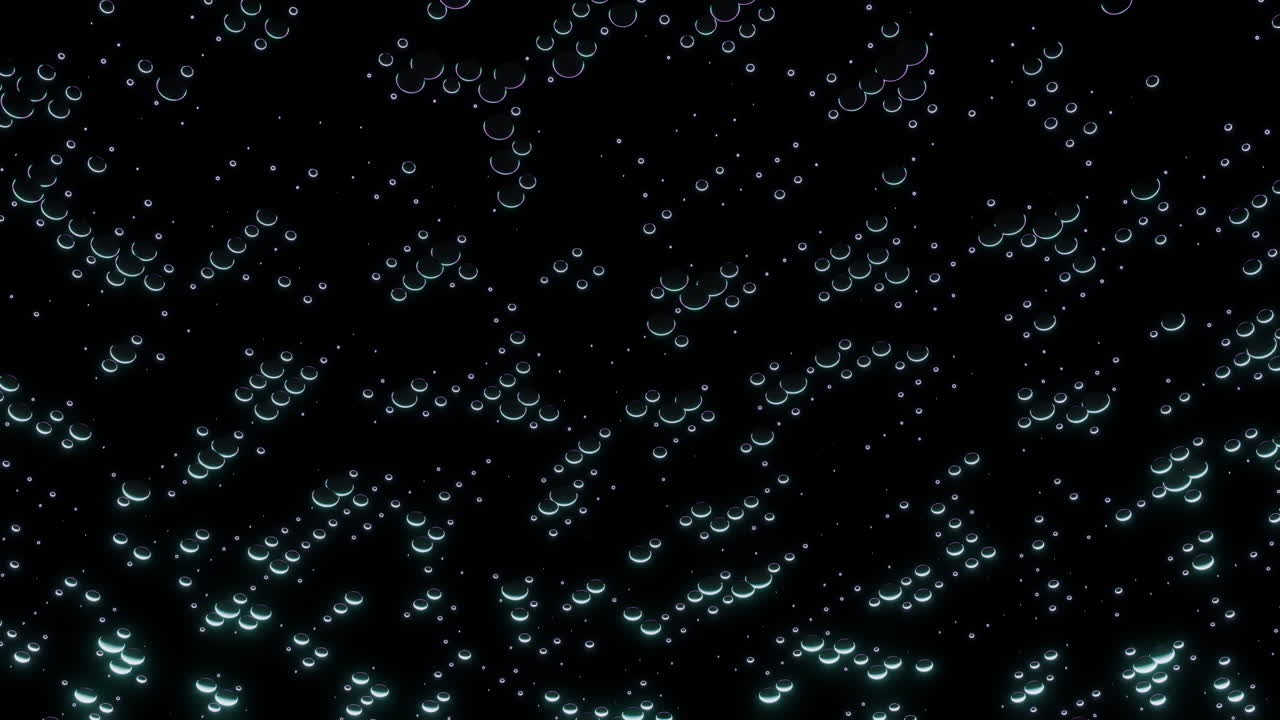 Abstract Glowing Bubbles Moving on Black Background