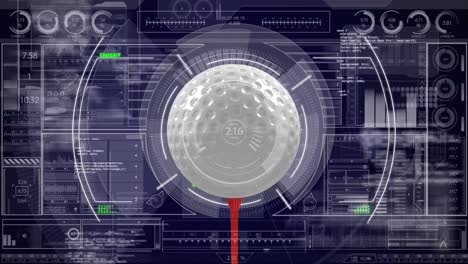 animation of golf ball over scope scanning and data processing