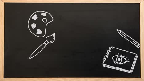 Multiple-school-concept-icons-on-black-board