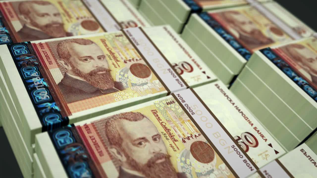 billetes de dinero de leva búlgara envueltos en un bucle sin costuras