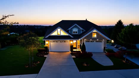 modern home at sunset