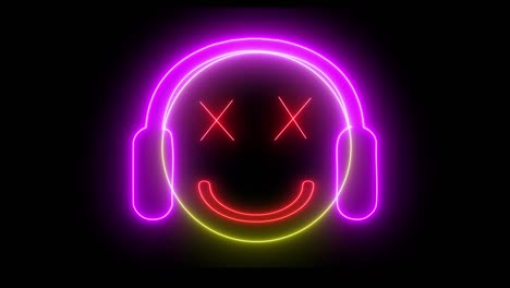 cara de emoji de neón, signo sonriente. personaje web con neón, luz brillante. cara sonriente aislada.