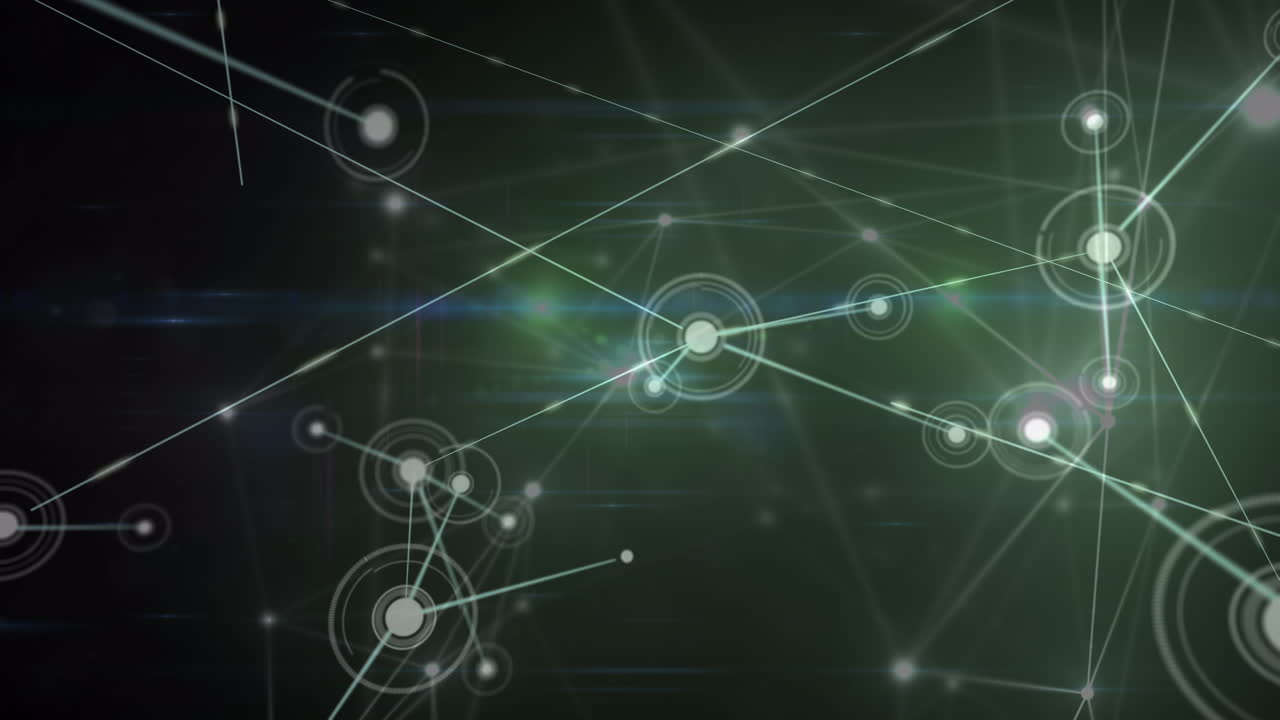 animación de la red de conexiones con iconos en fondo negro