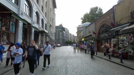 istanbul street scene with people and shops