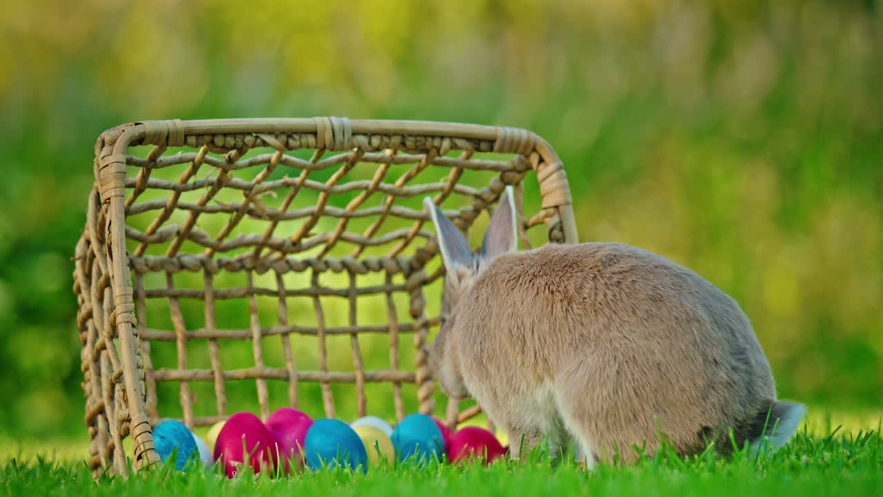 부활절 바구니에 의해 한 토끼
