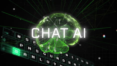 animación de texto de inteligencia artificial y procesamiento de datos sobre el cerebro humano.