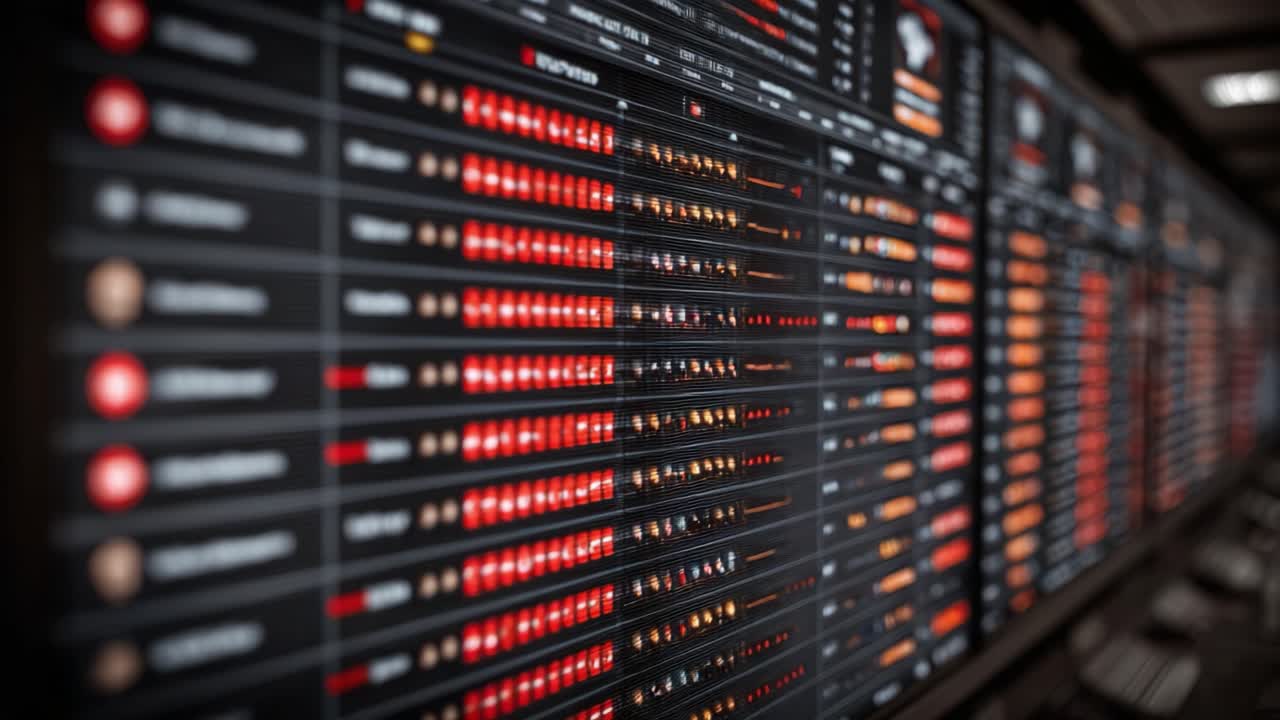 Dynamic Data Visualization Displaying Real-Time Information with Various Metrics and Status Indicators, Showcasing Digital and Graphical Analytics