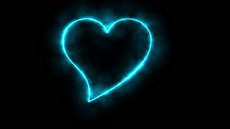 a heart symbol written out and revealed in neon-style over a dark and smokey background