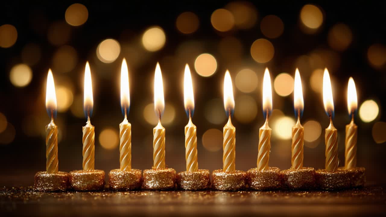 A Row of Glowing Candles Illuminates the Atmosphere with Warmth and Celebration, Perfect for Festive Occasions and Joyful Gatherings