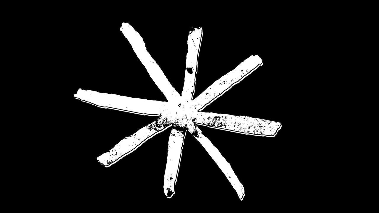 Hvid grunge stjerneeksplosion roterende loop på sort baggrund