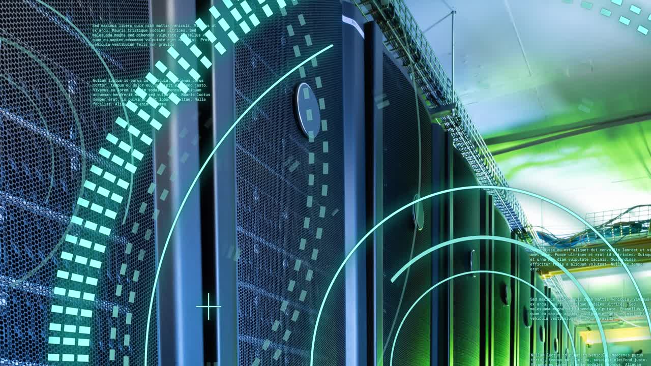 Animation of scope scanning and data processing over server room