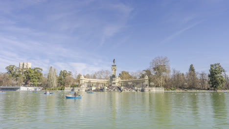 boats of el buen retiro lake in madrid daytime timelapse 4k 60fps