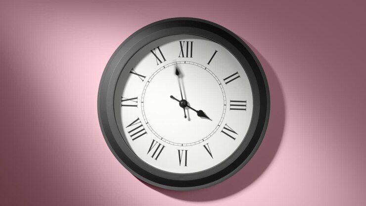 Latin Clock Face on Rosy Rose Pink Wall in Time Lapse