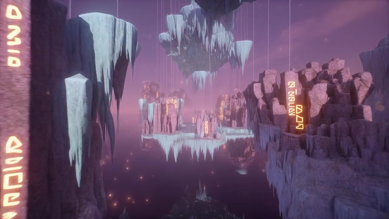 Floating Fantasy Islands with Glowing Runes in a Mystical Void