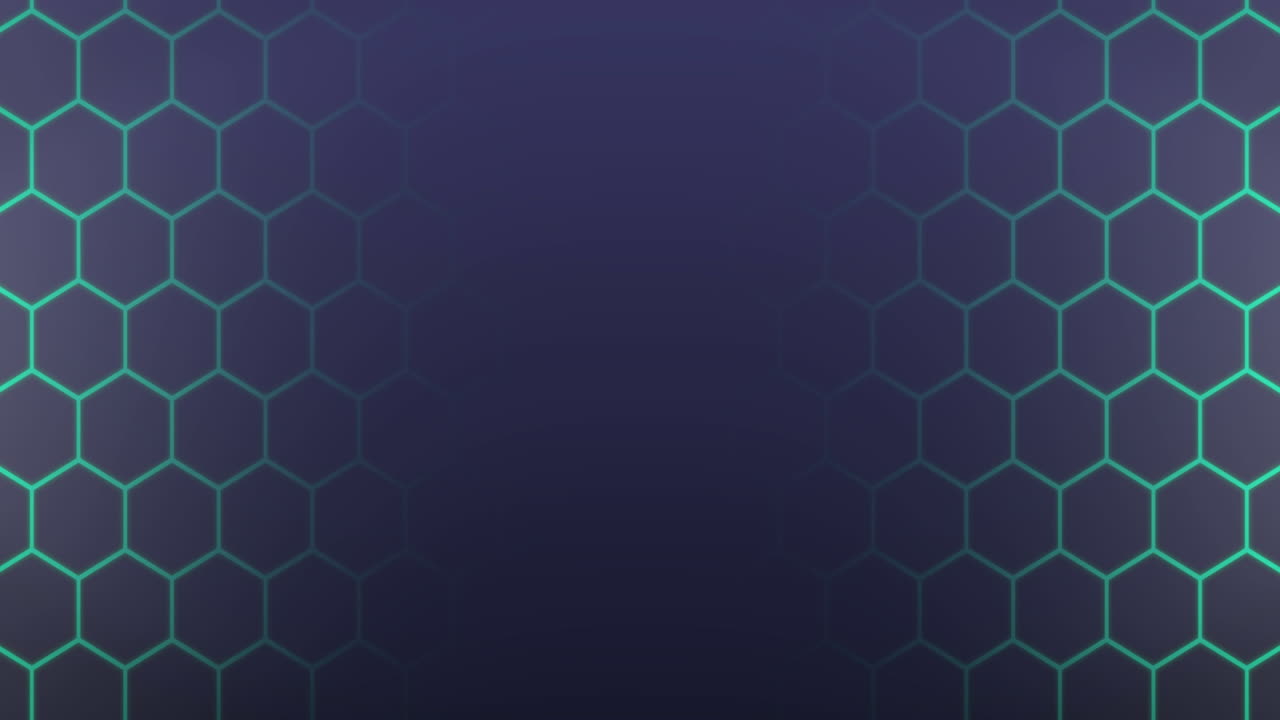 animación de una cuadrícula de hexágonos verdes distorsionando en un fondo oscuro