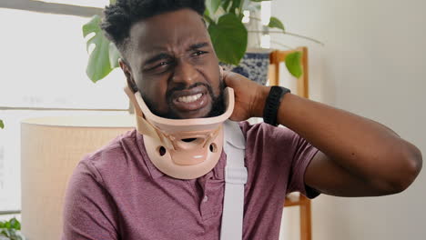 man wearing a neck brace