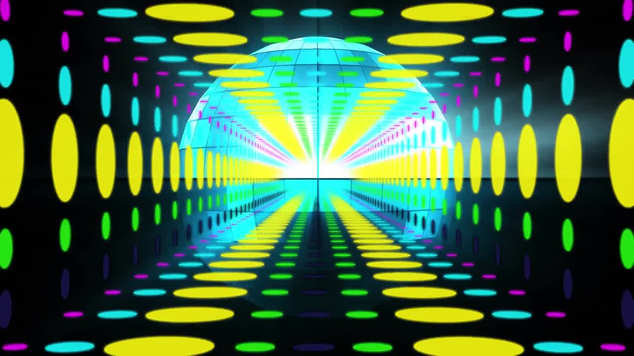 patrones circulares y una pelota de discoteca