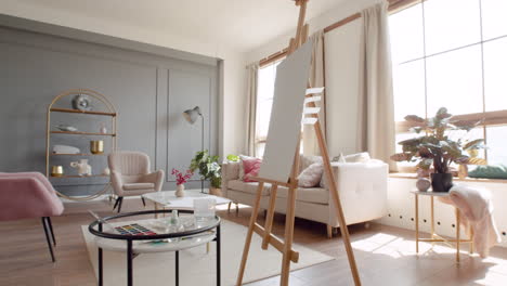 living room with a lectern