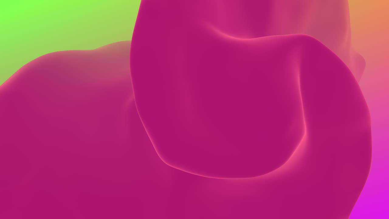 Flowing pink abstract shape on green gradient color