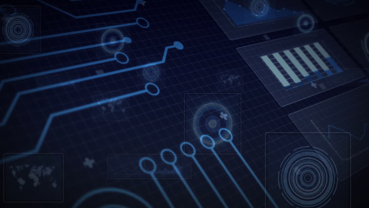 Designing circuit board with digital interface and animation for technology elements