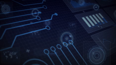 designing circuit board with digital interface and animation for technology elements
