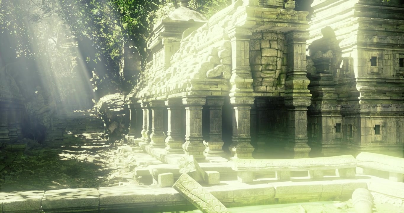 Thick forest covers and protects onceholy structure now wild