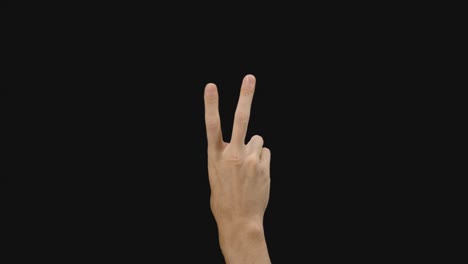 set of 10 different pre keyed chroma key transparent finger counting gestures on greenscreen