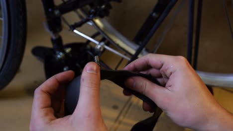 valve of a bicycle tube during repair