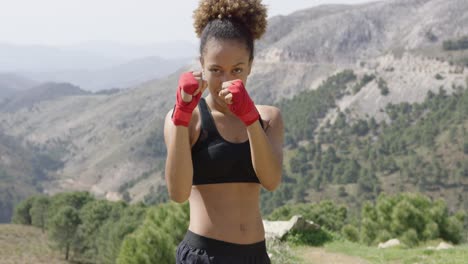 smiling young female boxer