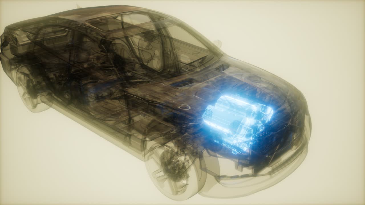 자동차 엔진이 자동차에서 보입니다.