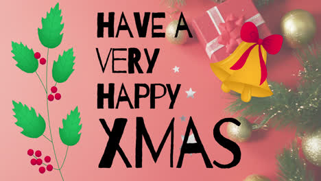 Animation-of-merry-christmas-text-over-christmas-decorations