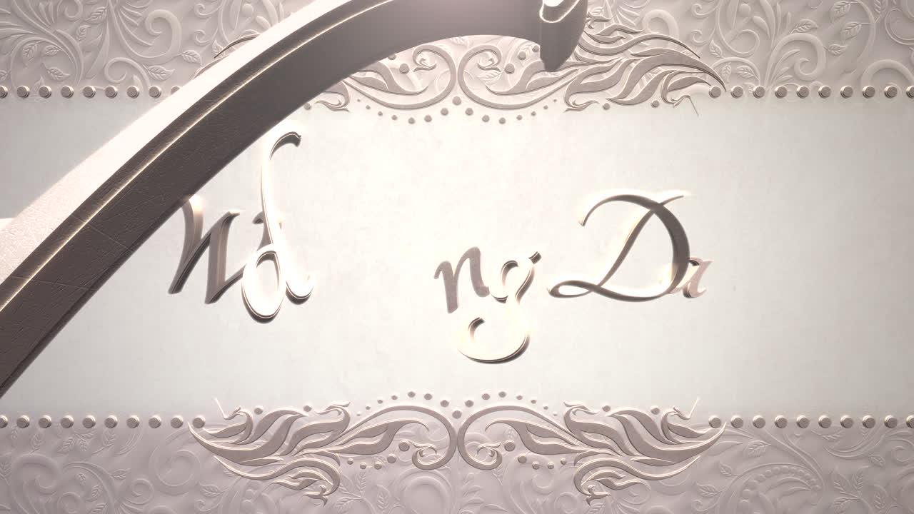 근접 촬영 텍스트 결혼식 날 및 꽃 모션 빈티지 프레임