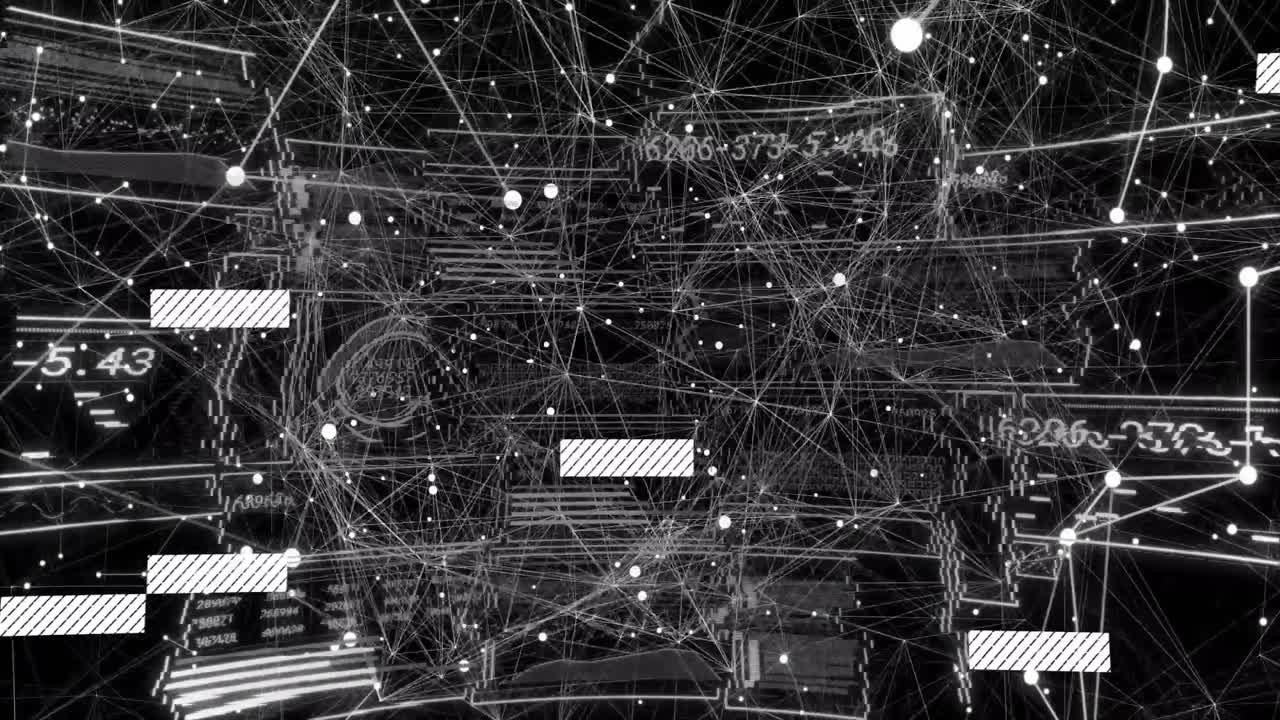 On startup white network lattice emerging, displaying data and rotating mesh visualizing scan cycle