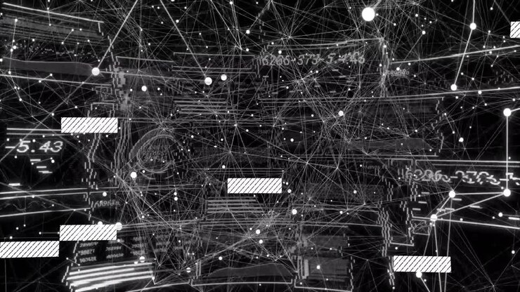 On startup white network lattice emerging, displaying data and rotating mesh visualizing scan cycle
