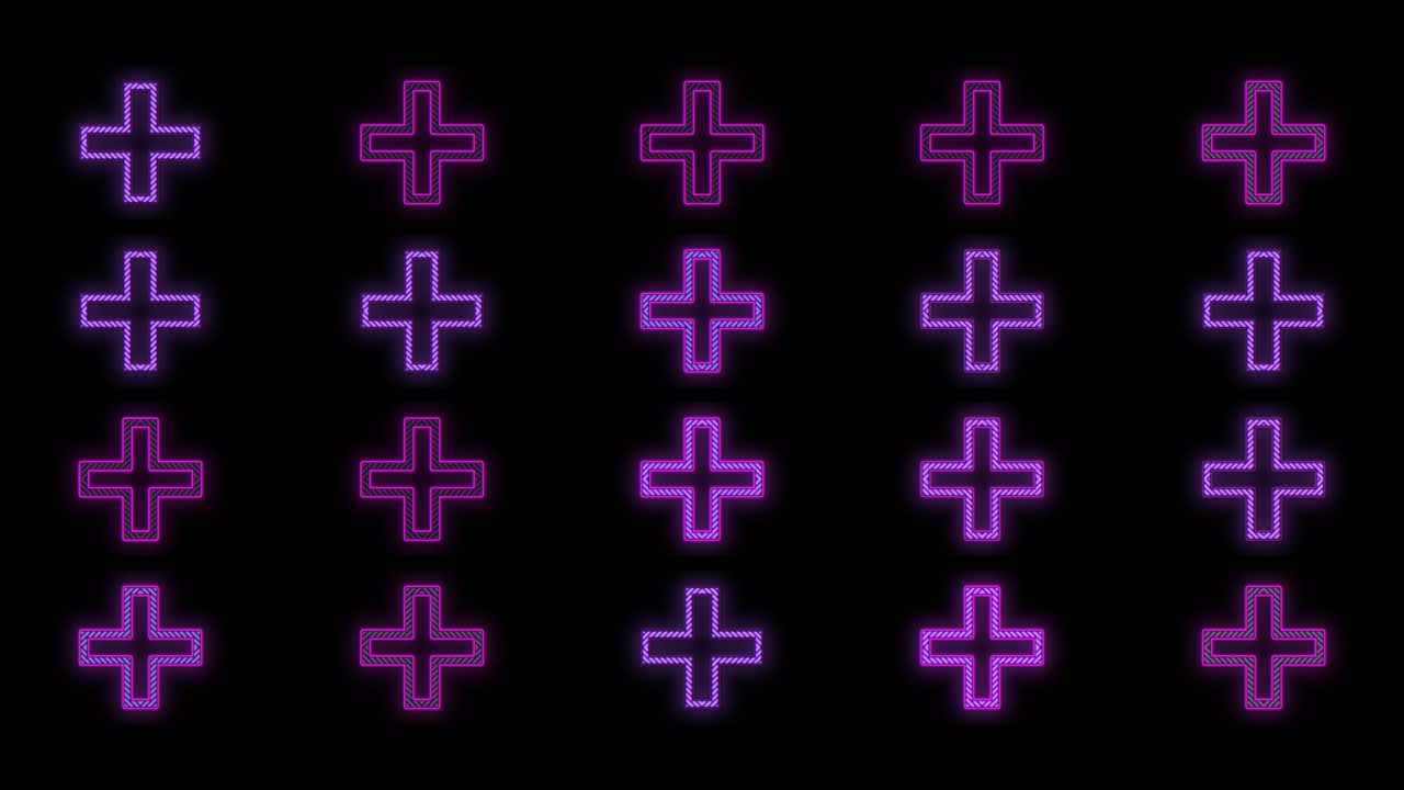 patrón de cruces con luz de neón púrpura