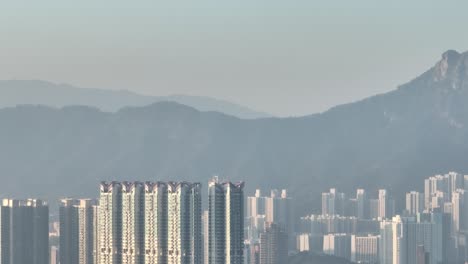 해가 지는 홍콩 시의 4k 항공영상