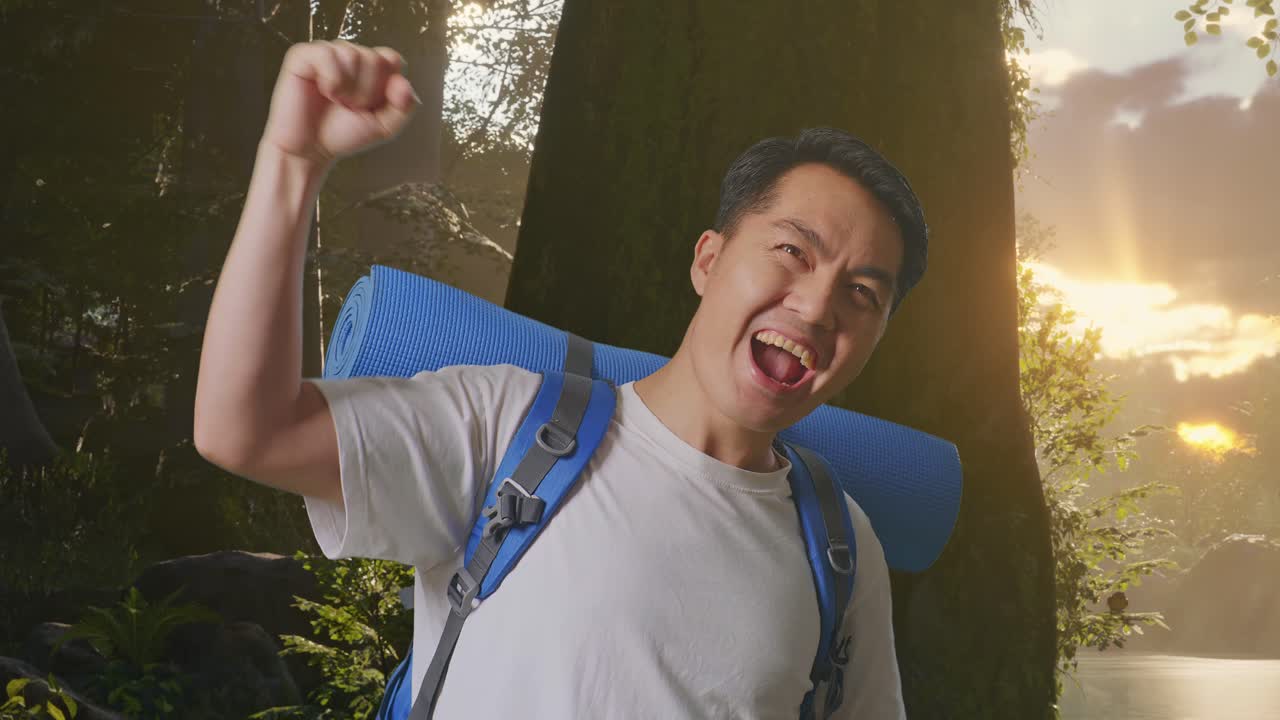 숲 속 의 흥분 한 산책자