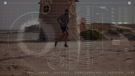animación del procesamiento de datos sobre el hombre apto corriendo