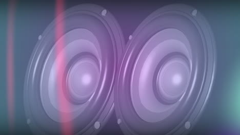 animation of two sound speakers bouncing and booming on black background