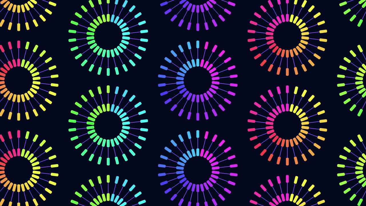 patrón de círculo arco iris en fondo negro elemento de diseño versátil para sitios web y proyectos