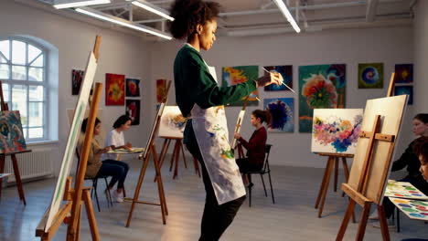 art class students painting