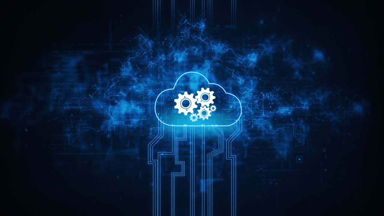 Cloud, Digital Cloud Computing, Cyber Security, Digital Data Network Protection, Future Technology Digital Data Network, Gears, 4K Resolution
