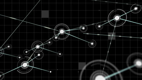 animation of network of connections with icons on black background