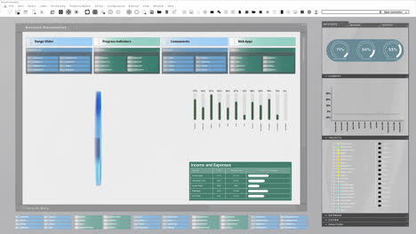 renderización 3d del software financiero utilizado para hacer gráficos de crecimiento empresarial