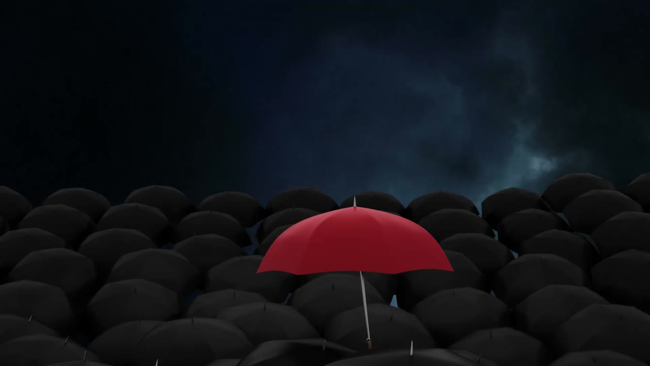 밤에 천둥과 우산