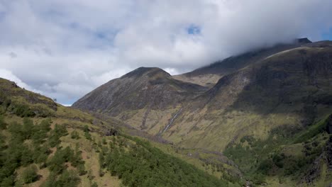 4k-aerial-drone-footage-zooming-in-on-mountains-and-hills-in-scottish-highlands-scotland-with-cloudy-sky