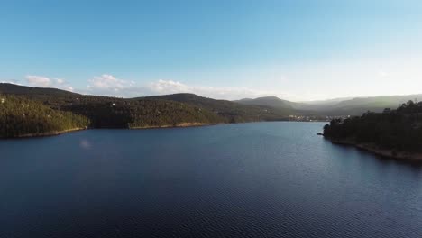 Large-Blue-Reservoir-During-Golden-Hour-in-Colorado,-Colorado-Nature-Landscape-in-Nederland,-Nederland-Colorado-Summer-Season