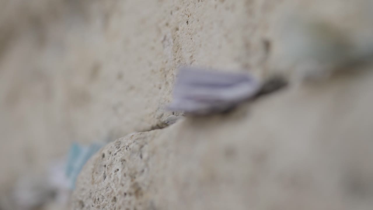 Western Wall Notes In Jerusalem, Israel - Rack Focus