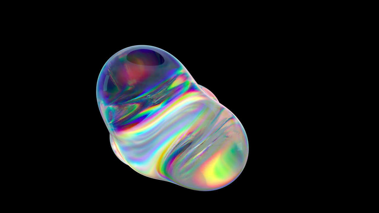 Abstract Iridescent Liquid Blob Morphing on Black Background