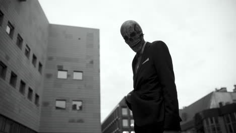 mysterious man in skull mask